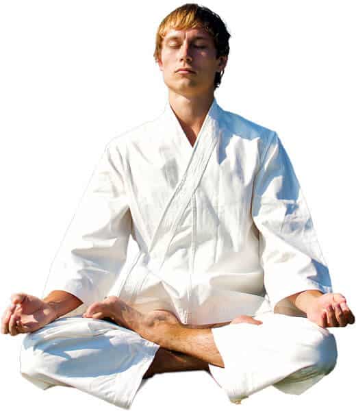 Martial Arts Lessons for Adults in Virginia Beach VA - Young Man Thinking and Meditating in White