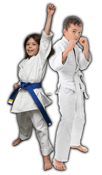 Martial Arts Lessons for Kids in Virginia Beach VA - Happy Blue Belt Girl and Focused Boy Banner